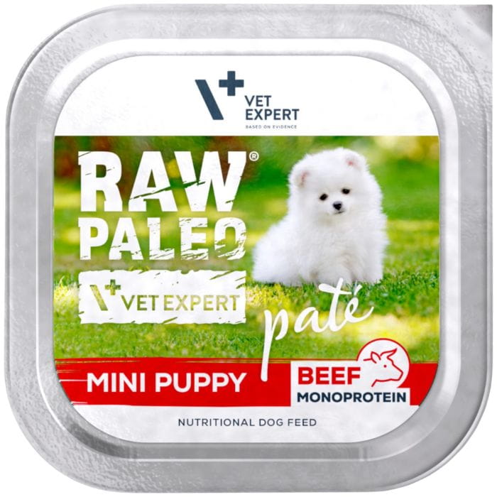 Vet Expert Raw Paleo Mini Puppy wołowina monobiałkowy pasztet dla szczeniąt 12x 150g