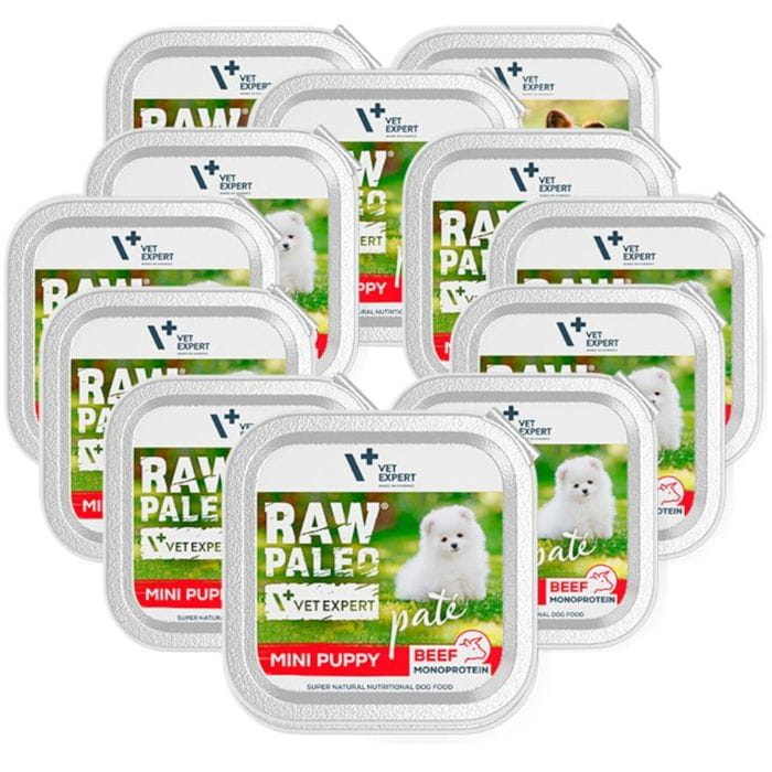 Vet Expert Raw Paleo Mini Puppy wołowina monobiałkowy pasztet dla szczeniąt 12x 150g