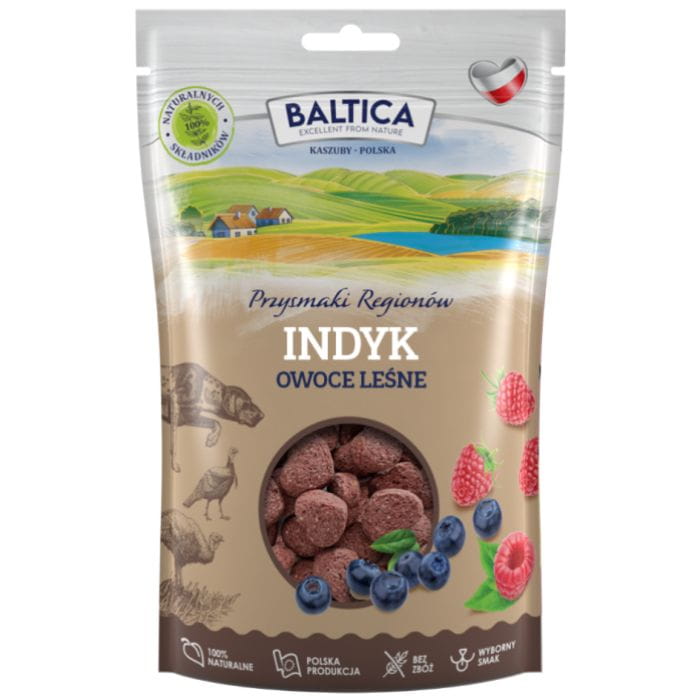 Baltica Przysmaki INDYK Z OWOCAMI LEŚNYMI trenerki treserki dla psa 100g 2.jpg