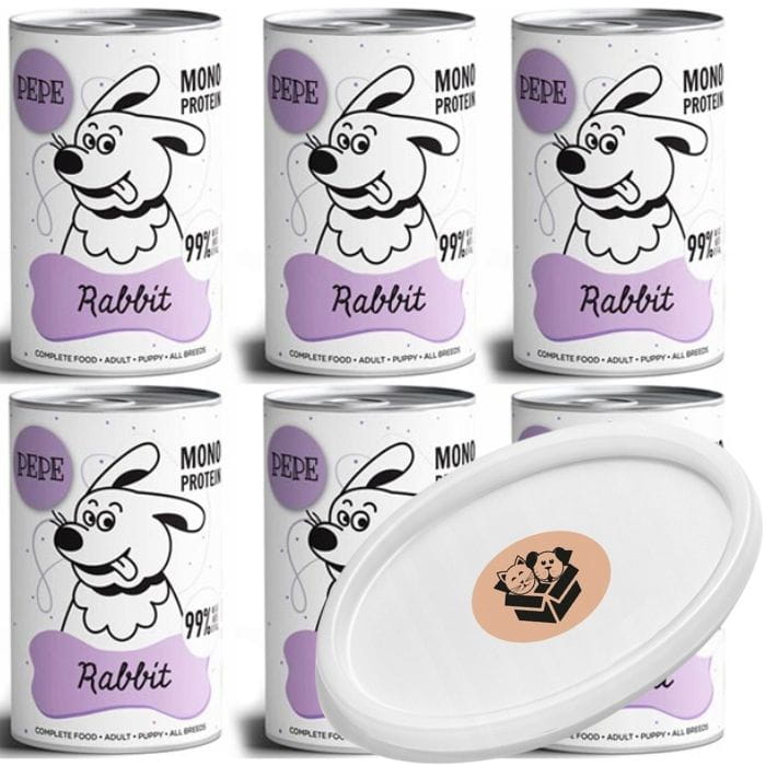 Paka Zwierzaka Mokra karma dla psa Pepe Mono Protein Królik 6 x 400g wieczko.jpg