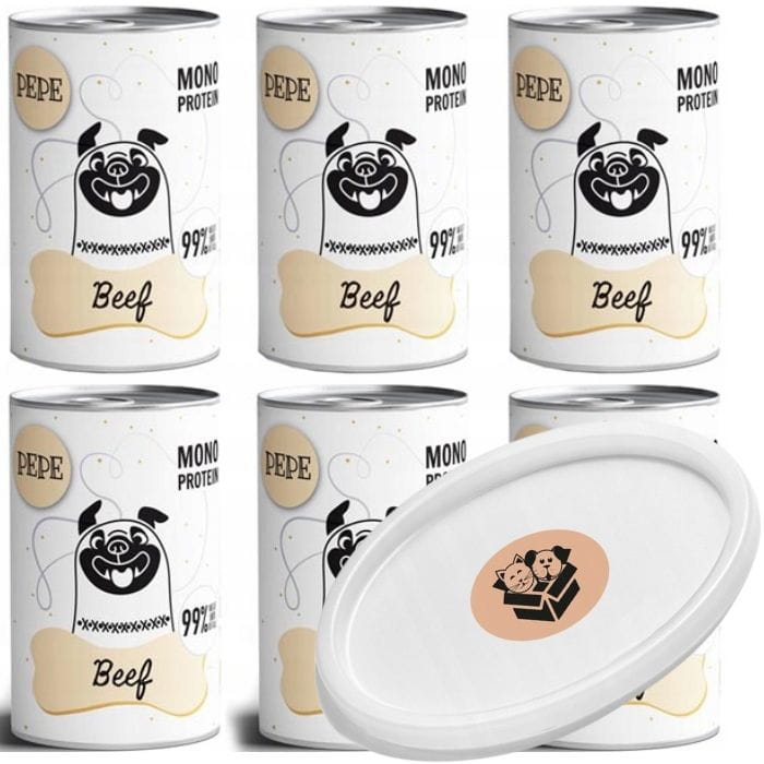 Paka Zwierzaka Pepe Wołowina Mokra karma dla psa 6 x 400g wieczko.jpg