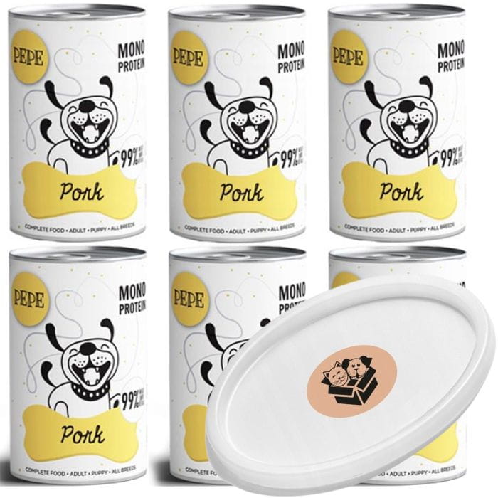 Paka Zwierzaka Karma mokra dla psa Pepe Wieprzowina 6 x 400g wieczko.jpg