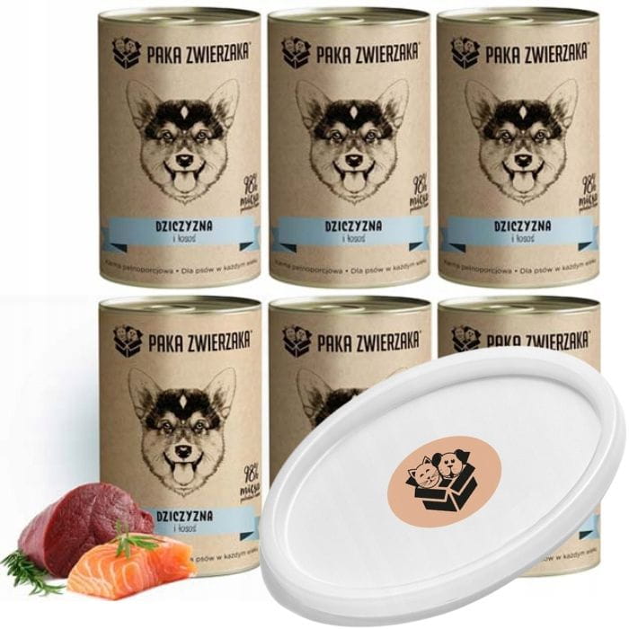 Paka Zwierzaka Karma mokra dla psa Dziczyzna i łosoś 6 x 400g.jpg