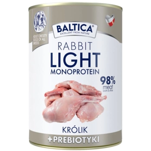 Baltica Nutraceutic Monobiałkowa karma z prebiotykami KRÓLIK LIGHT niskokaloryczna 400g