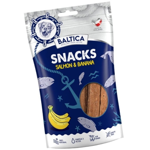 Baltica Snacks Przysmaki treningowe dla psa Łosoś z bananami 80g